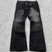 Y2K Gothic Cross Print Washed Flared Jeans - Punk Retro High Street Wide Leg Pants For Women & Men_mkmklike.com