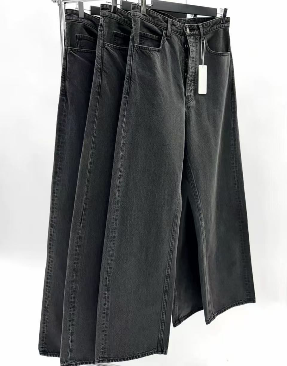 Vintage Washed Gray Black Jeans – Men’s Relaxed Straight Fit, Retro Denim For Everyday Wear_mkmklike.com