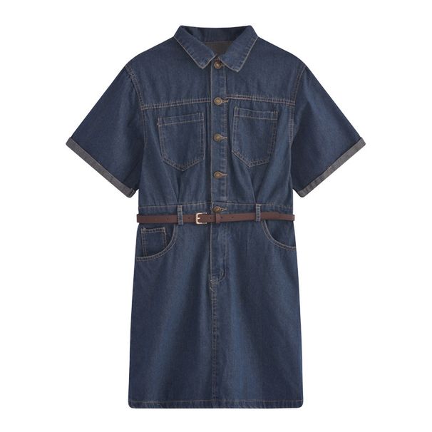 Waist Cinched Denim Dress For Women, Summer New Style, French Luxury, Small Stature, Temperament, Long Skirt_mkmklike.com