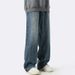 Nordmann Spring And Autumn Men's Jeans American High Street Loose Straight Casual Long Japanese Retro Washed Distressed Wide-Leg_mkmklike.com