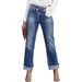 Women's High Waist Stretch Ripped Denim Jeans - Slim Straight Leg Retro Washed Blue Jeans (S/M/L/XL/XXL)_mkmklike.com
