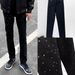 Men's Slim Fit Straight Leg Jeans Rhinestone Embellished Trendy Cool Casual Black Retro Versatile Online Popular_mkmklike.com