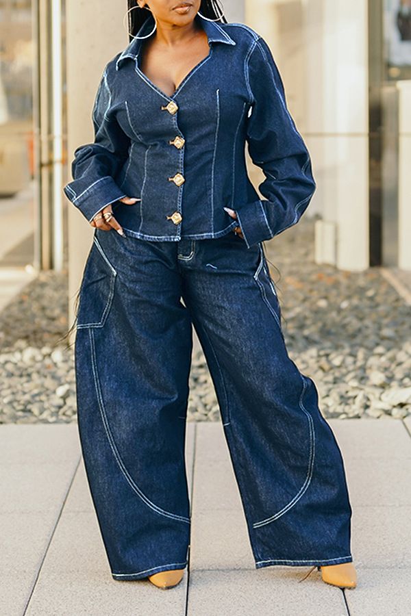 Women's Color Block Curved Jeans Fashion Divided Stitched Denim Casual Cotton Solid Spring/Autumn Summer_mkmklike.com