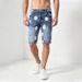 Men's Trendy Versatile Stretch Denim Shorts Summer Splatter Ink Five Point Fashion Riding Breeches_mkmklike.com