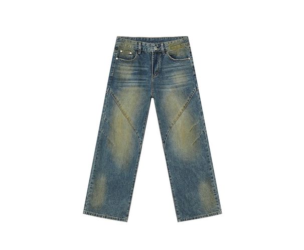 EF JEANS | 2025 Spring New American Street Dyeing And Aging Gradual Change Straight Loose Jeans Tide_mkmklike.com