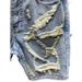 Men's Frayed Distressed Denim Shorts Heavyweight Loose Fit Straight Leg mid Length American Trendy Brand Stylish Edgy Five Point_mkmklike.com
