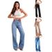 Women's Clothing Stretch Straight Leg Jeans - Comfortable Mid-Rise Denim Pants For Casual & Office Wear (Blue, Light Blue, Black, Khaki, XS/S/M/L/XL)_mkmklike.com