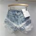 European Station New Denim Shorts Women's High Waist Embroidery Lace Stitching Loose Versatile Wide Leg A Line Hot Pants_mkmklike.com