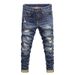 Men's Clothing Men's Retro Slim Fit Jeans Blue Washed Ripped Patched High Street Fashion Trendy Denim Trousers_mkmklike.com