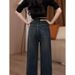 Retro High Waist Slim Fit Stretch Straight Leg Jeans For Women Plus Size Slimming Wide Leg Pants 2026 New Style Curvy Fit_mkmklike.com