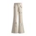 Autumn And Winter American-style Design Multi-pocket Flared Straight High-waisted Women's Jeans, Floor-length Cargo_mkmklike.com
