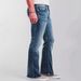 Men's Classic American Flare Jeans Retro High-Waisted Distressed Denim Pants With X-Back Pocket & Contrast Stitching_mkmklike.com