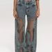 Women's Y2K American Style Retro Straight Leg Jeans Unique Design Cutout Texture Loose Wide Leg Trousers_mkmklike.com