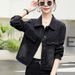 Chicco Black Short Denim Jacket For Women, Spring And Autumn New Loose Fit Versatile Casual Slimming Top_mkmklike.com