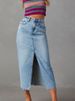 K Sexy And Spicy Girl Half Skirt A-line Style Slit Slimming Denim Half Skirt_mkmklike.com