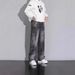 Men's Streetwear Splatter Paint Stretch Denim Jeans Vintage Washed Effect Tapered Fit Black Sizes 28 - 35_mkmklike.com