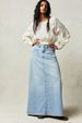 Loose Casual Summer Denim Skirt Women's Midi Skirt Cotton Straight Leg Jeans Skirt Comfortable Breathable Summer Skirt_mkmklike.com