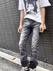 Vintage High Street Denim Jeans, Unisex Washed Wide-Leg Trousers With Distressed Details, Retro Stretch Slim Fit For Men & Women_mkmklike.com