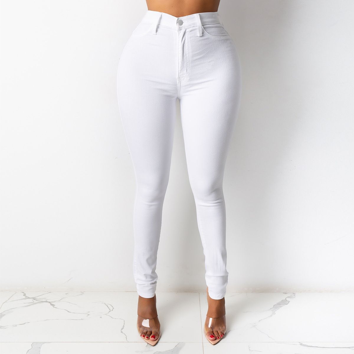 K Women's Jeans; High-waisted, Slim-fit Pencil Trousers._mkmklike.com