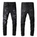 Men's Clothing Fashion Street Cashew Flower Patch Men's Jeans Men's Black Jeans Men 8669_mkmklike.com