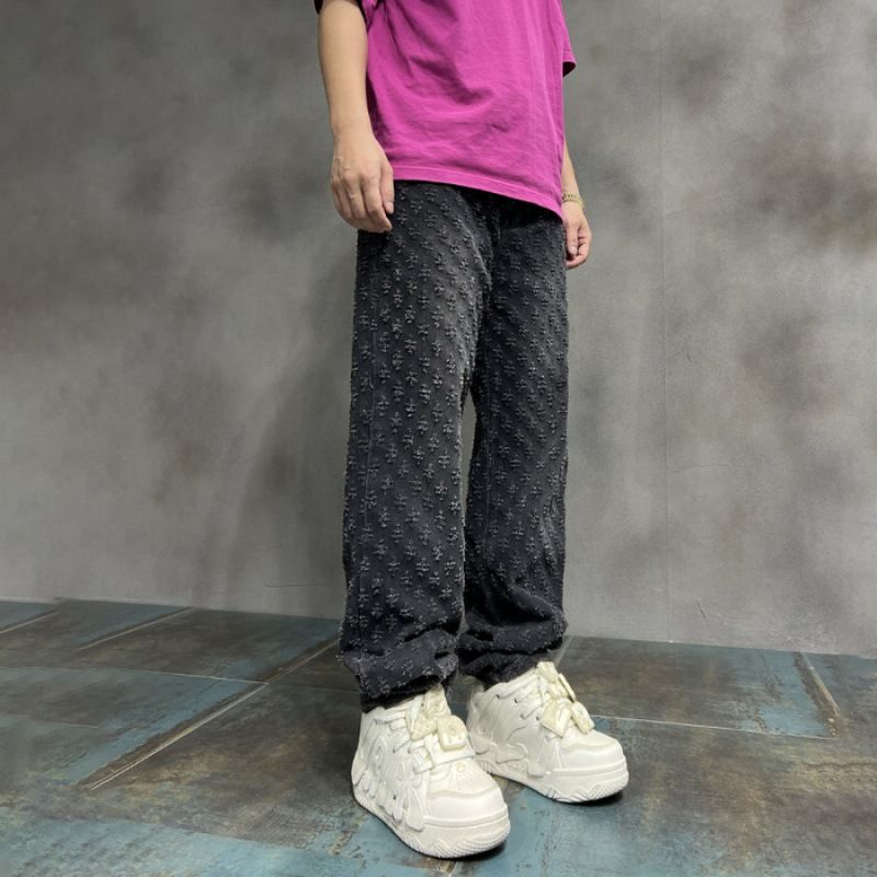 2026 Fashion European-USA Style High Street Hip-Hop Vintage Jeans Youth/Men Polyester Mid Waist Jacquard Straight Type Cowboy Pants_mkmklike.com