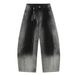 Gradient Color Washed Decorative Jeans Scimitar Pants Men's American Style Loose Lazy Relaxed Wide-Leg Trousers_mkmklike.com