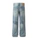 Men's Clothing 2025 Neutral Trendy Washed Blue Design High End Men's Straight Loose Jeans_mkmklike.com