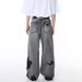 MTLCLOTHES Men's Clothing|Four Seasons New High Street Hip-Hop Distressed Beggar Style Wide-Leg Floor-Length Jeans_mkmklike.com