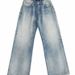 Men's Clothing Niu Wang Series 05 A Line Version Washed Blue Straight Loose Cleanfit Jeans For Men And Women_mkmklike.com