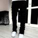 New Men's Street Fashion Ins Elastic Patch Denim Straight Leg Pants_mkmklike.com