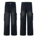 Men's Distressed Cargo Jeans - Streetwear Oversized Drop-Cut Denim Pants With Multi-Pockets For Hip-Hop & Grunge Style_mkmklike.com