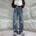 American Retro Old Jeans Men's Spring And Autumn Design Sense Niche Straight Wide Legs Trendy Brand Fried Street Ruffian Handsome Pants_mkmklike.com
