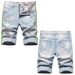 Reflective Strip & Hand-Painted Denim Shorts – Edgy Streetwear Cargo Shorts For Men (Unisex Fit)_mkmklike.com