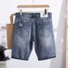 Men's Clothing Worn And Ripped Denim Shorts Youth Comfortable Slim Fit Simple Denim Shorts_mkmklike.com