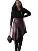 Women's High Waist Irregular PU Patchwork Half Leather Skirt_mkmklike.com