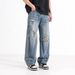 Men's American Style High Street Loose Straight Leg Jeans Casual Trousers Spring Summer New 2025_mkmklike.com