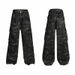 Women's Clothing High Street Washed Loose Wide Leg Pattern Wide Leg Printed Jeans Straight Trousers For Men_mkmklike.com