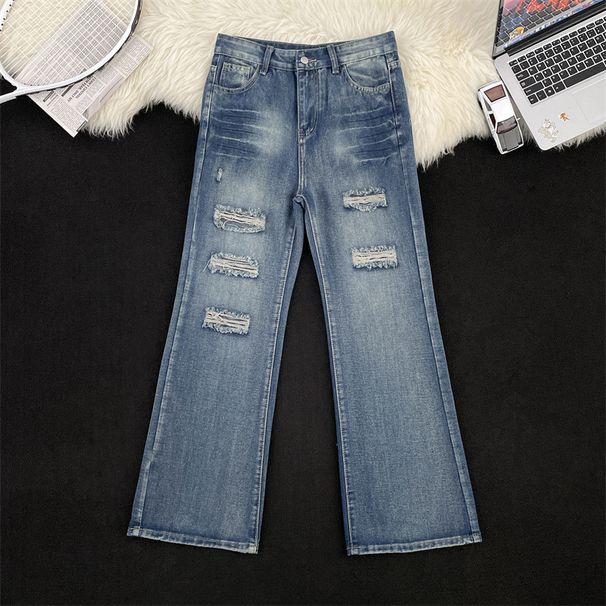 Men's Clothing Jeans Men And Women Summer High End Fashion Brand Flared Loose Vibe Mopping Trousers_mkmklike.com