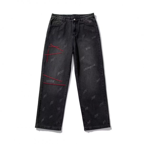 Men's Summer Washed Yellow Mud Dyed Trendy Pants Style Retro Loose Straight Leg Jeans_mkmklike.com