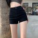 Women's High-Waisted Slimming Denim Shorts A-Line Tight Fit Trendy Sexy Hip Hugging Straight Leg Stretchy Hot Pants For Outdoor Wear_mkmklike.com
