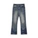 Distressed Washed Denim Jeans For Men - Vintage American Style Wide Leg Flared Bootcut With Tie-Dye & Crease Details_mkmklike.com