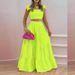 Women's Solid Color Mid-Waist Two Piece Set Sexy Strap Trendy Dress Spring/Summer Casual Ankle-Length Straight Skirt_mkmklike.com