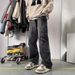 Men's Loose Straight Leg Cargo Jeans Multi Pocket High Street Washed Retro Edgy Look Trousers For Spring Autumn_mkmklike.com