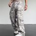 Spring And Autumn Snake Pattern Coated Camouflage Overalls Men And Women Loose Straight Spring And Summer Cool Handsome Street Style Pants Look Thin_mkmklike.com