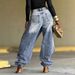 Women's Clothing Women's Denim Jeans Cross-Over Design Deconstructed Layered Washed For Formal & Casual For Women_mkmklike.com