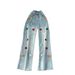 "Women's High Waisted Floral Embroidered Jeans – Light Blue Loose Fit Wide Leg Denim Pants For Petite & Curvy"_mkmklike.com