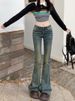 K Spicy American Style Vintage Denim Micro Flared Pants For Women, New Low Rise Slim Fit And Stretchy Flared Pants_mkmklike.com