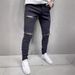 SBS High Quality Men's Black Slim Fit Jeans Trendy Ripped With Knee Holes Long Export Style Casual Pants_mkmklike.com
