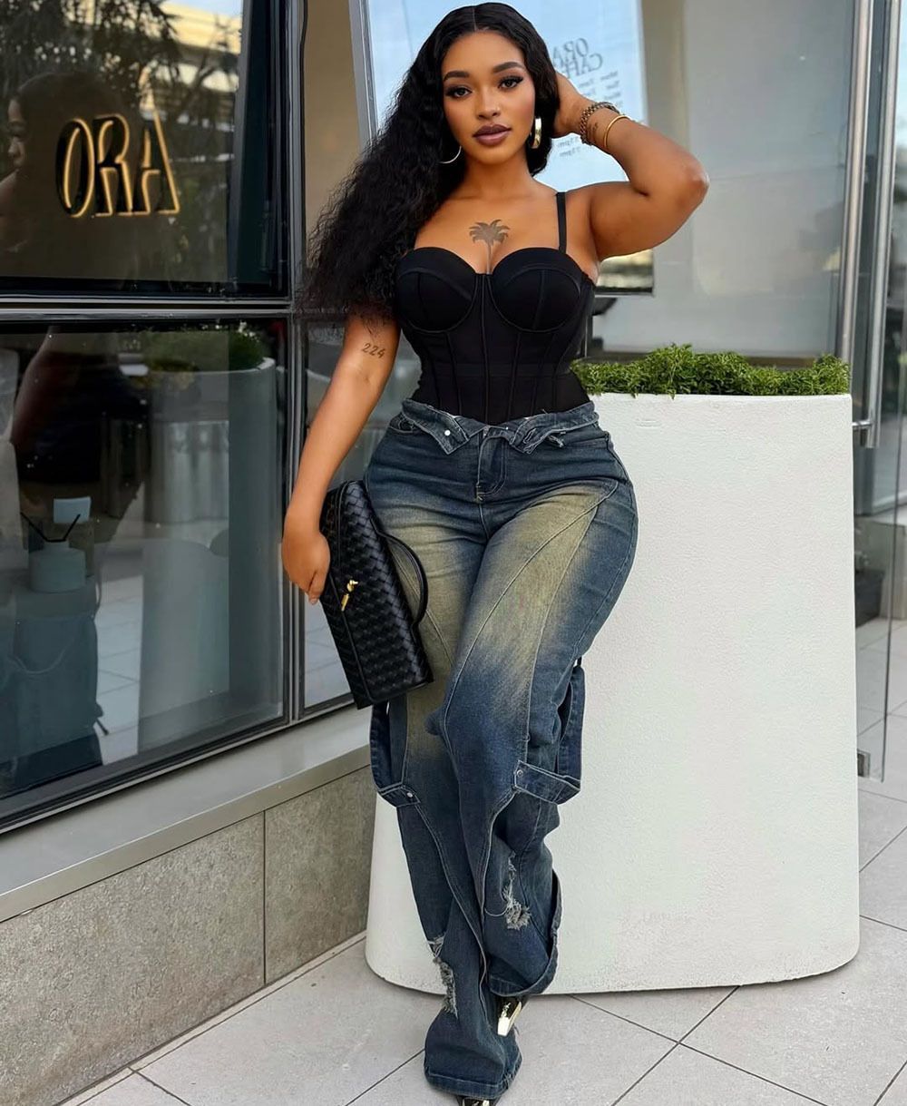 Women's Vintage Washed Wide Leg Jeans Distressed Denim Pants Tapered Fit High Waist Casual Boho Chic Everyday Comfort_mkmklike.com