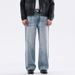 Men's Clothing High Street Sky Blue Washed Jeans Relaxed Straight Fit Vintage Distressed Whiskering Casual Style | Comfortable Cotton (88%)_mkmklike.com